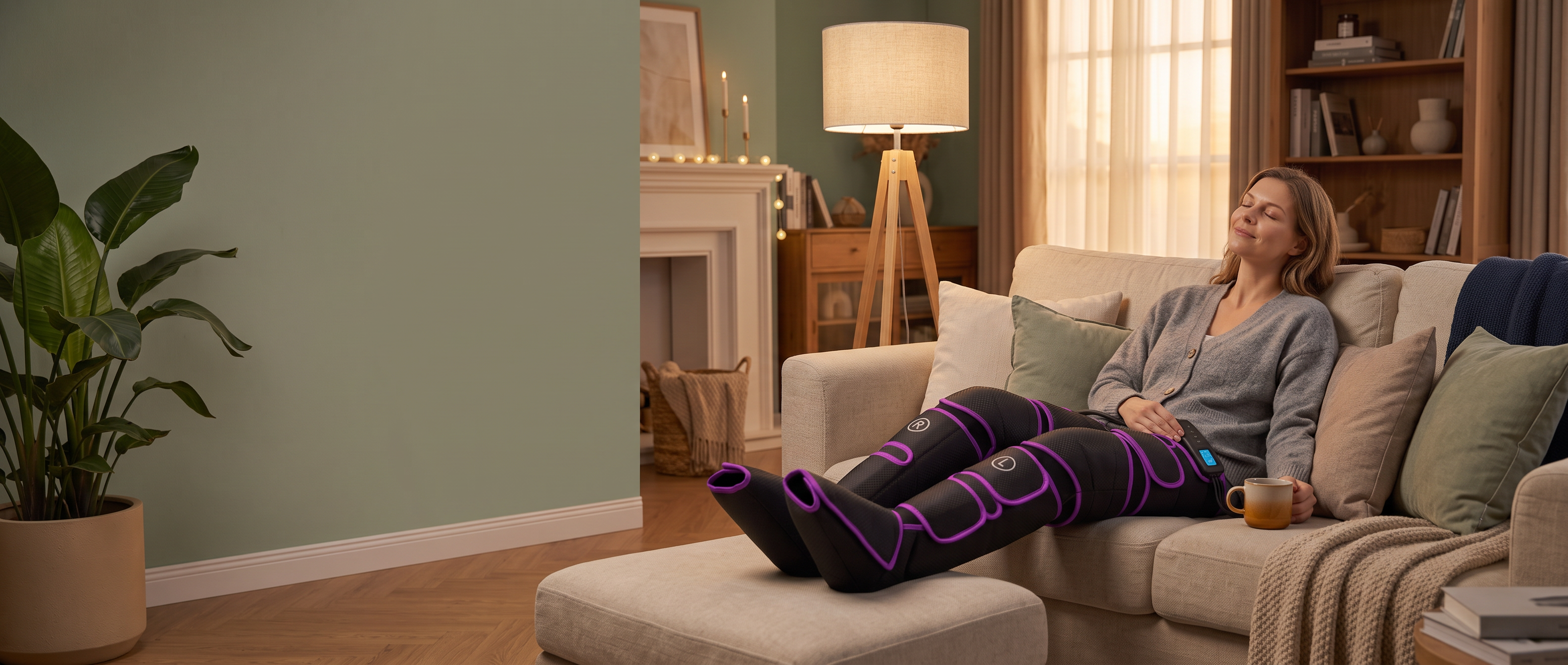 Voloree beenmassage apparaat - avondritueel op de bank